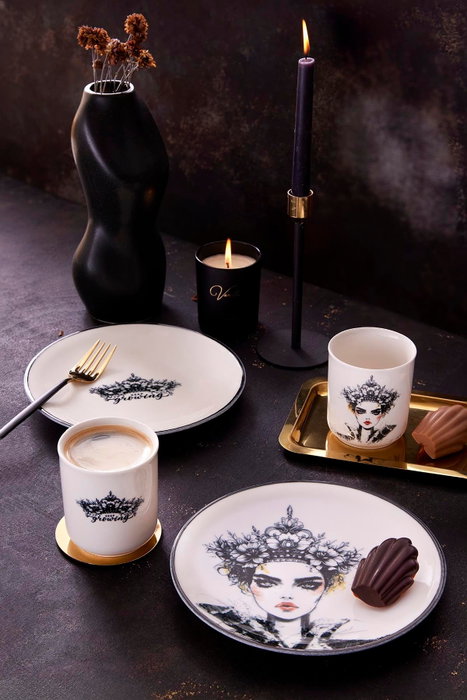Hermia Juego de Cena de Porcelana de 4 Piezas Blanco